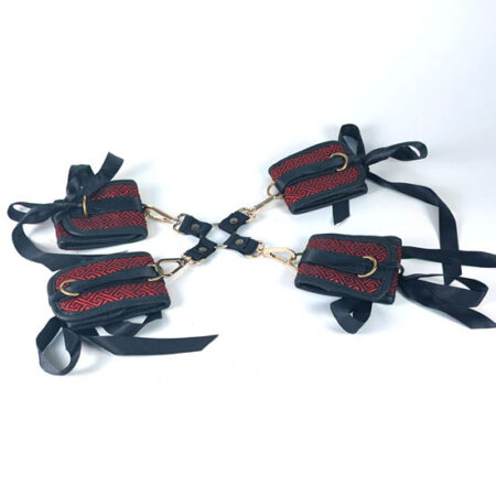 red & black satin wrist & ankle cuffs