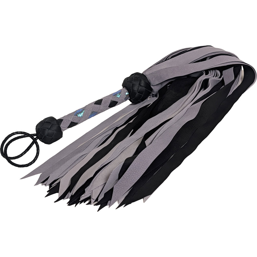 Periwinkle & Black Soft Suede Flogger - Periwinkle & Holographic Blue & Black Handle - 260037