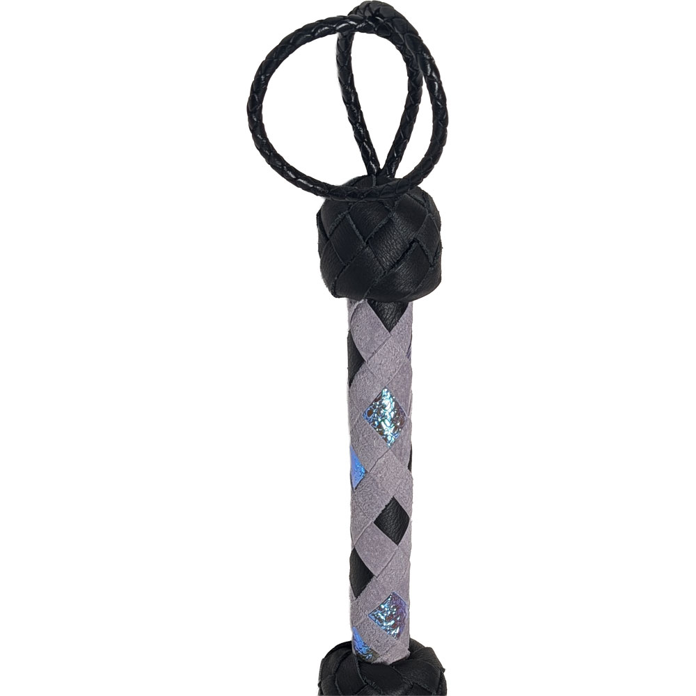 Periwinkle & Black Soft Suede Flogger - Periwinkle & Holographic Blue & Black Handle - 260037 - Image 2