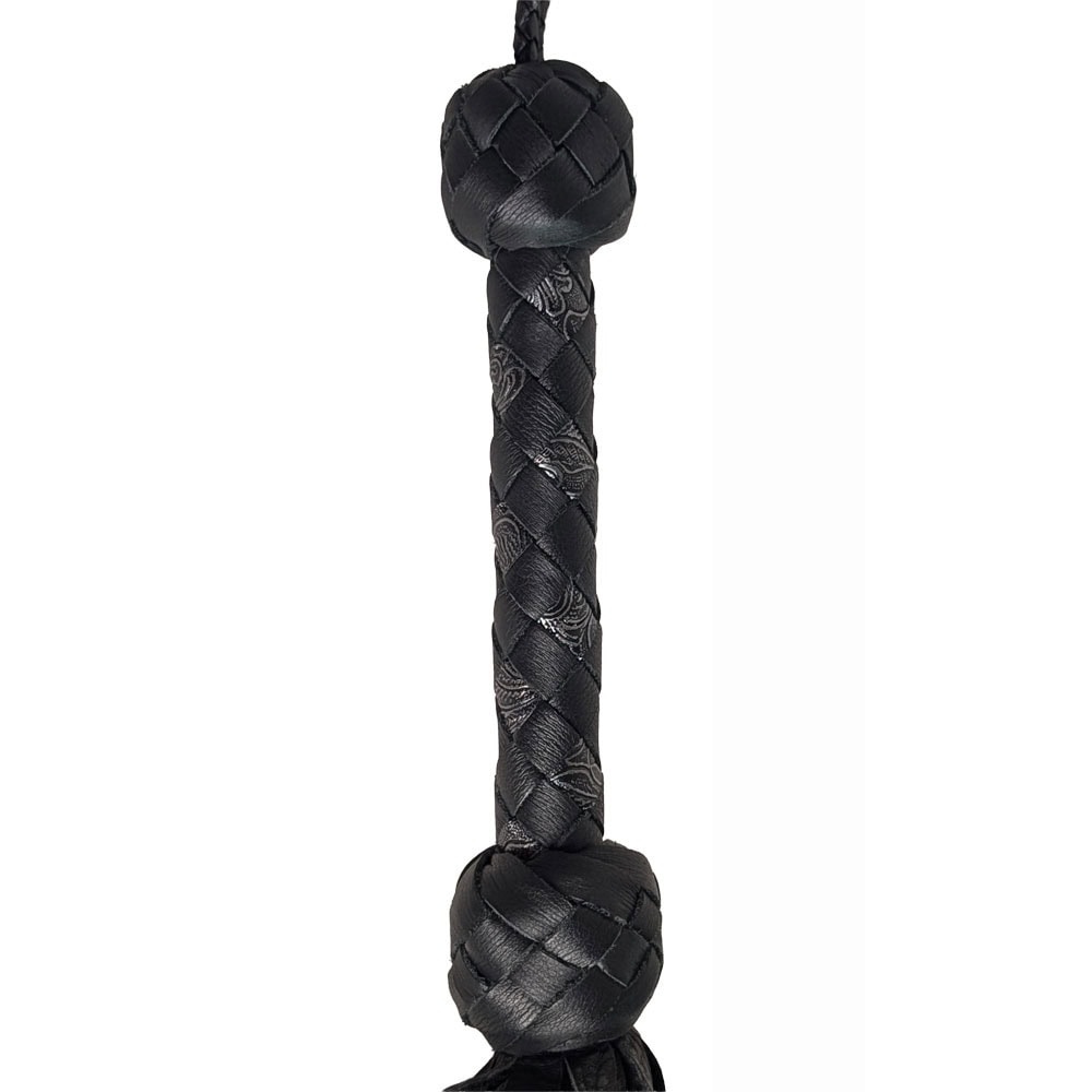 Black Elk Double Medium Flogger - Greys & Blacks Handle - 260065a 2 Elk Flogger