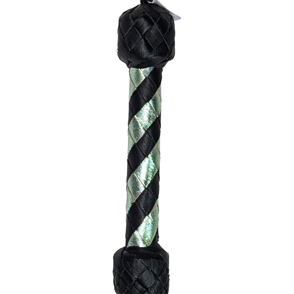 Black Bootlace Double Medium Flogger - Mint Green & Black Handle - sa3246 2 Bootlace Flogger