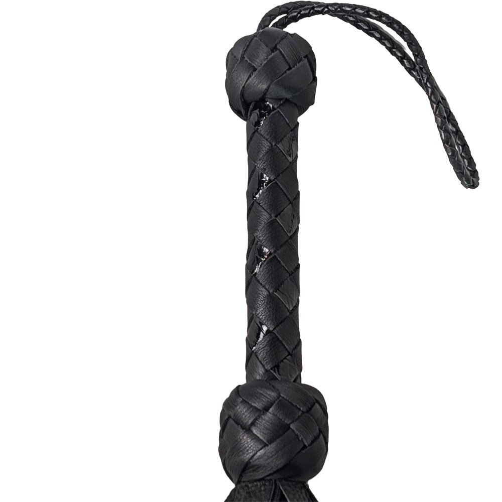 Black Elk Double Medium Flogger - Black & Black Handle - 260075 2 Elk Flogger