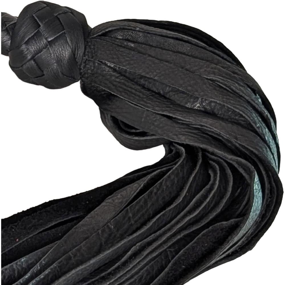 Black Elk Double Medium Flogger - Black & Black Handle - 260075 3 Elk Flogger